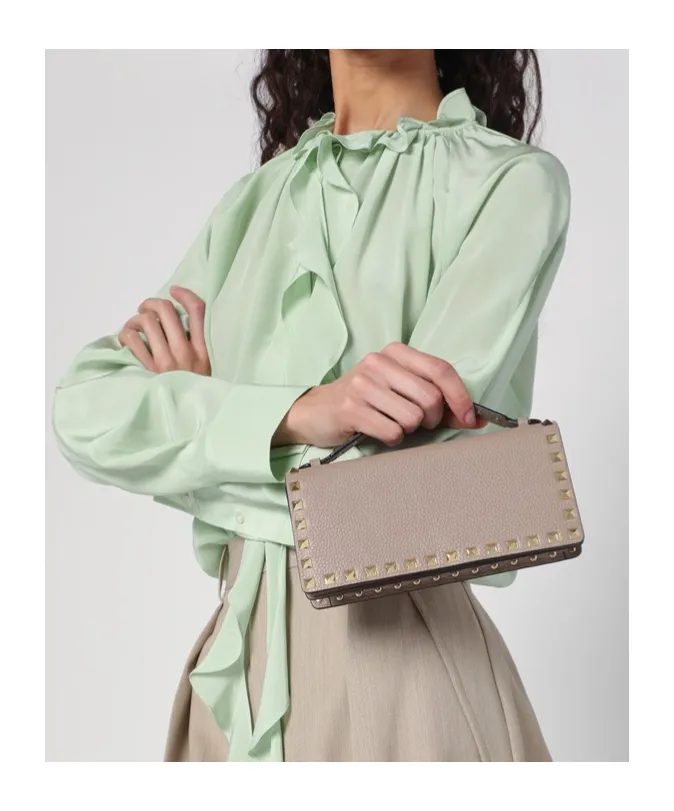 Valentino Garavani Rockstud Foldover Top Mini Clutch Bag