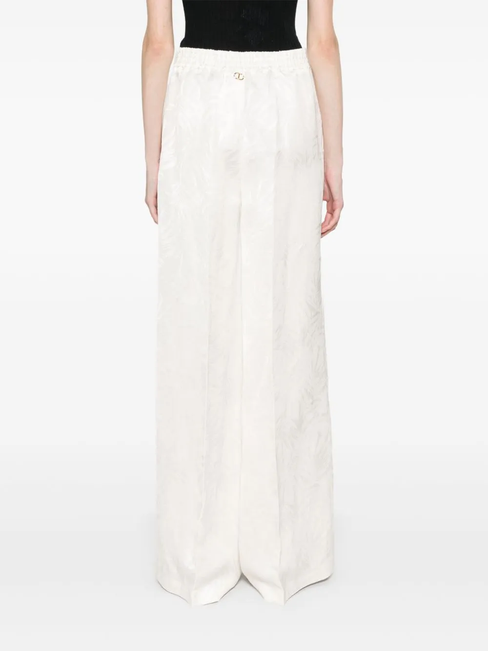 Twinset Jacquard Satin Palazzo Trousers