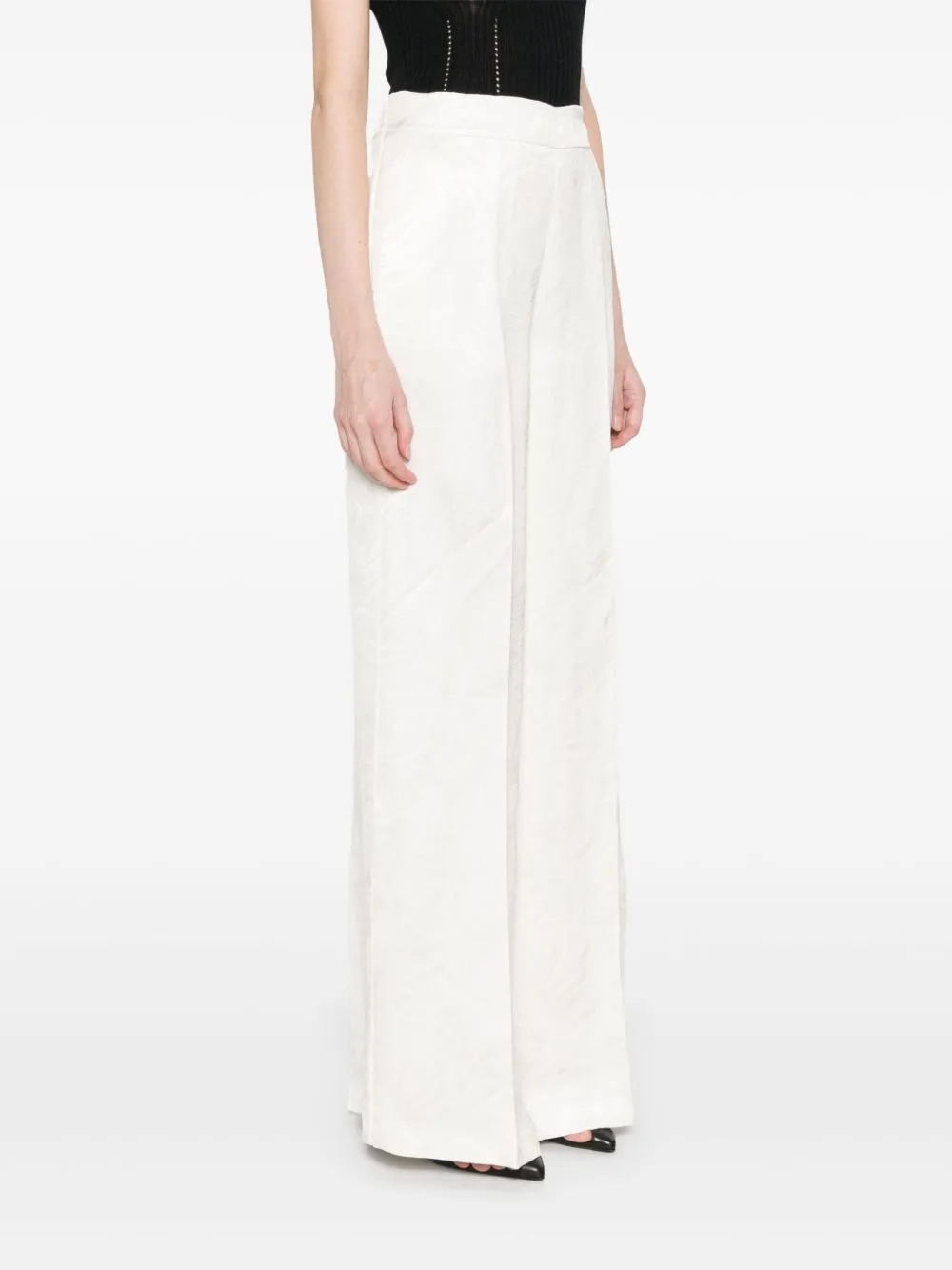 Twinset Jacquard Satin Palazzo Trousers