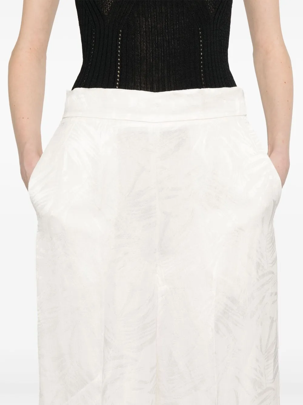 Twinset Jacquard Satin Palazzo Trousers