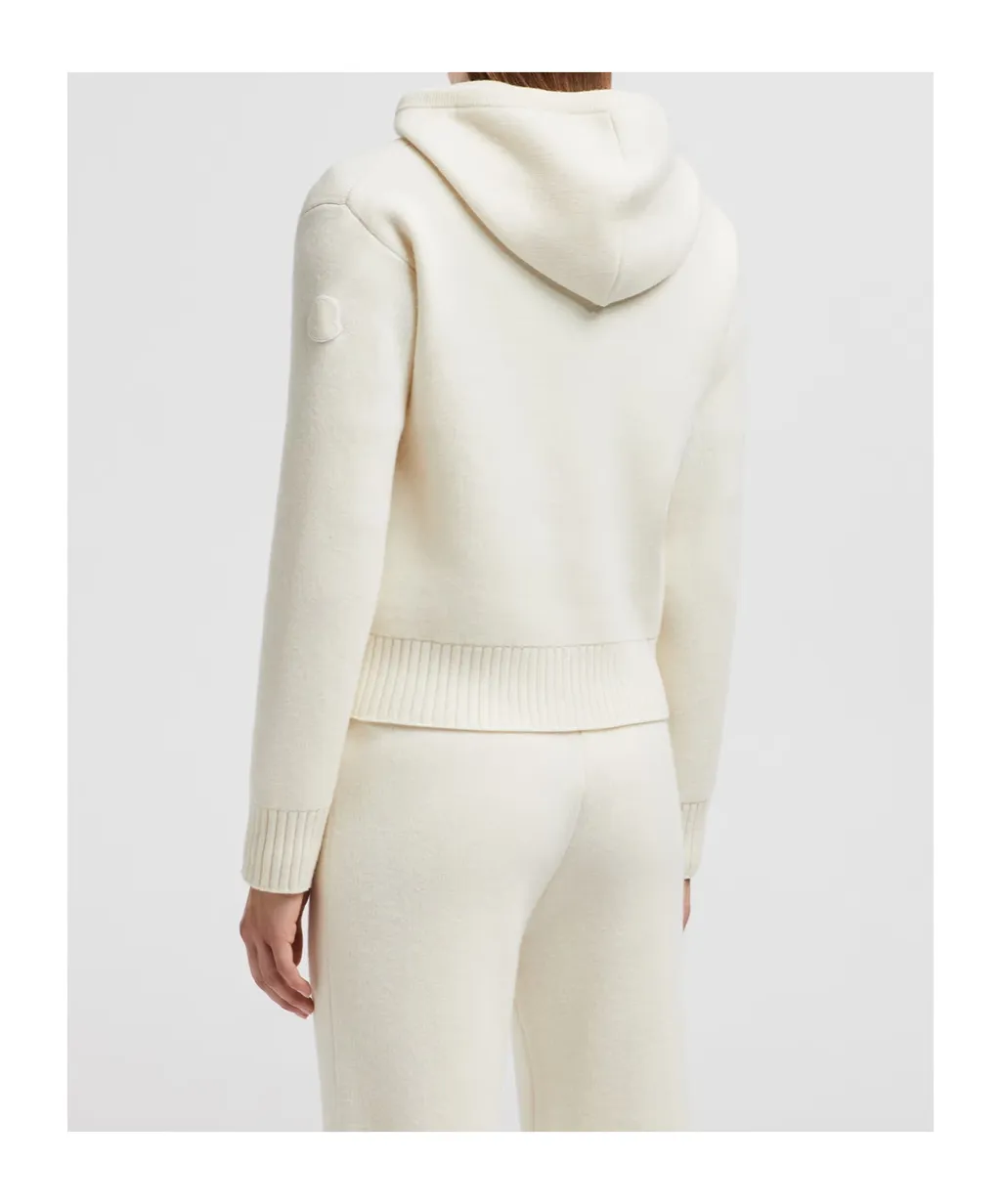 Moncler Zip-Up Hooded Knit Cardigan