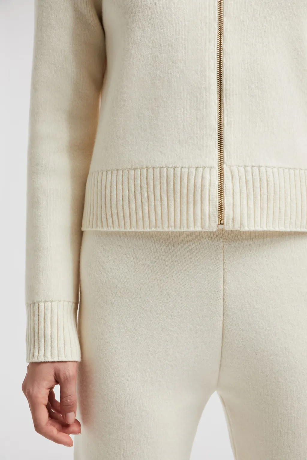 Moncler Zip-Up Hooded Knit Cardigan