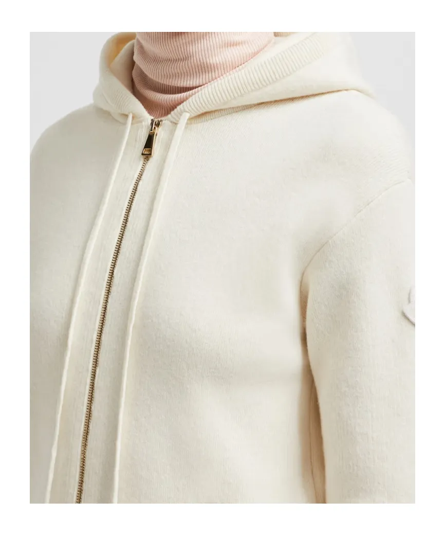 Moncler Zip-Up Hooded Knit Cardigan