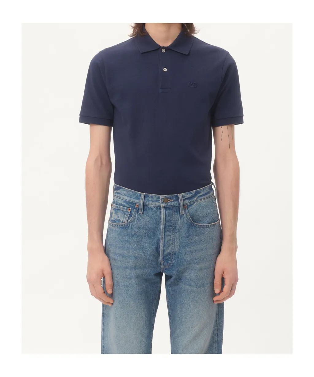 Valentino Logo Embroidered Short-Sleeve Polo Shirt