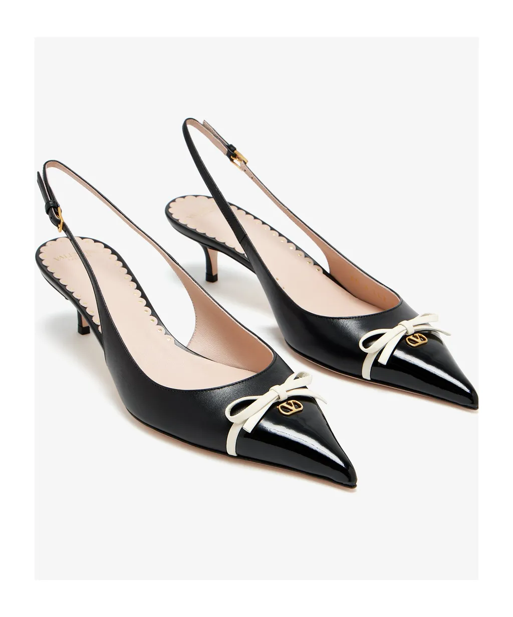 Valentino Bow Detailed Pointed Toe Slingback Pumps