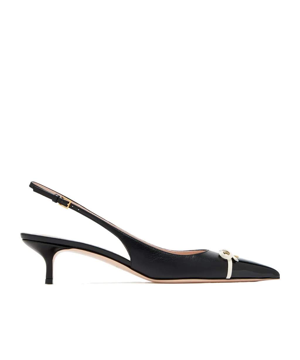 Valentino Bow Detailed Pointed Toe Slingback Pumps