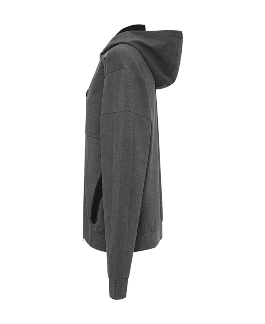 Dark Gray Zipper Hooded Casual Jacket