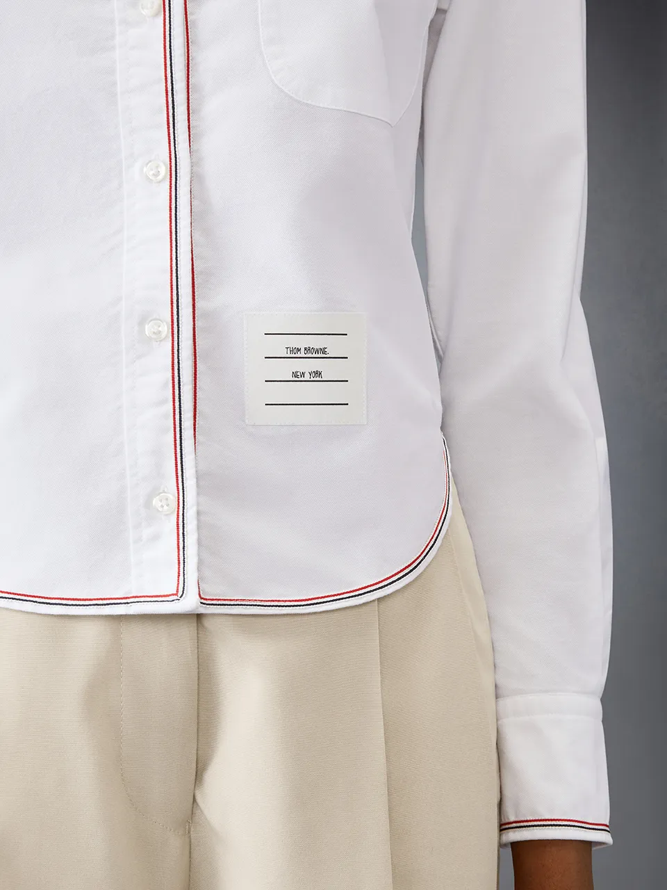 Thom Browne Long-Sleeved Cropped Shirt
