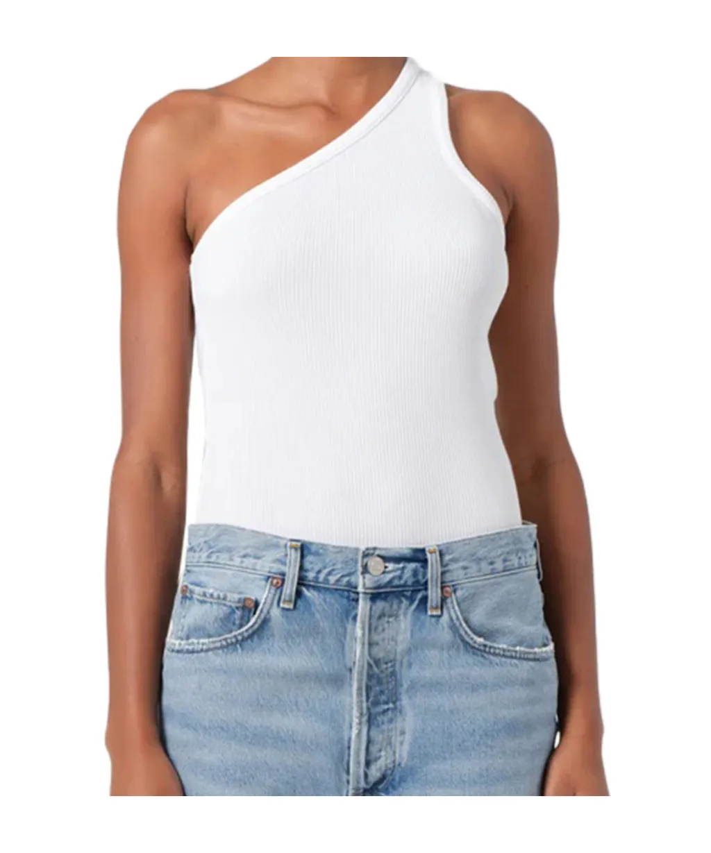Agolde One-Shoulder Ribbed Tank Top