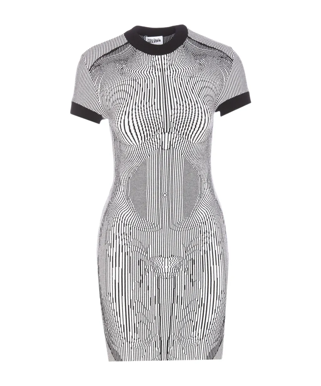 Jean Paul Gaultier The Short Morphing Pinstripes Jacquard Dress
