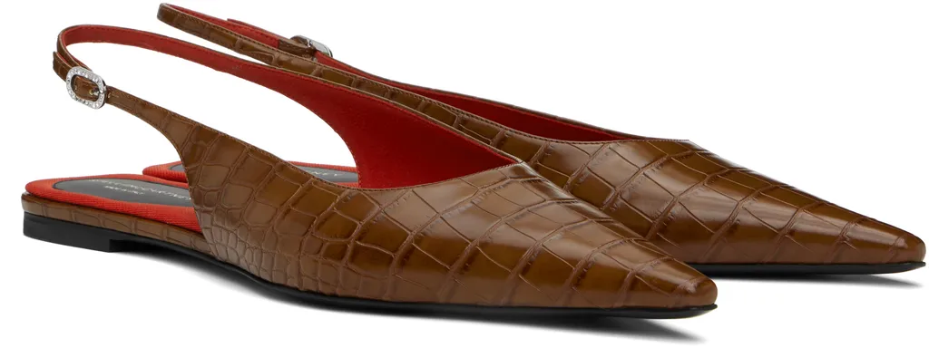 Elsa Crocodile-Embossed Ballerina Shoes