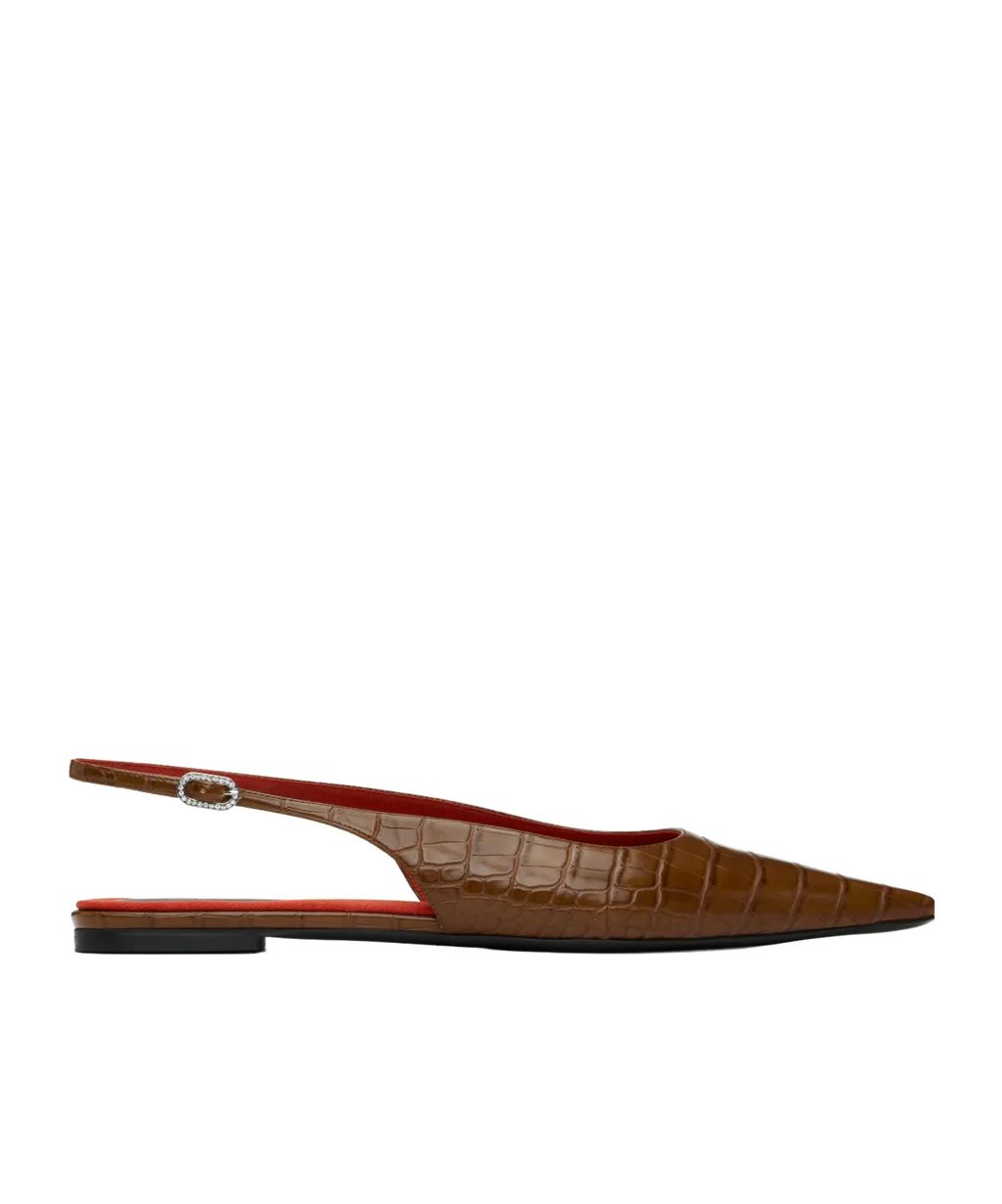 Elsa Crocodile-Embossed Ballerina Shoes