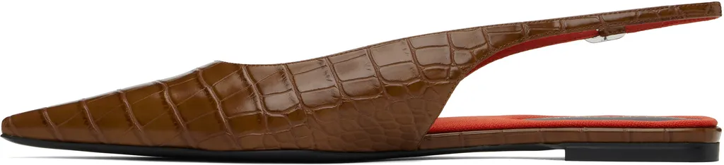 Elsa Crocodile-Embossed Ballerina Shoes