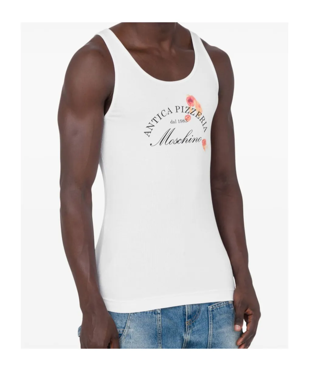 Moschino Slogan-Printed Ribbed Tank Top