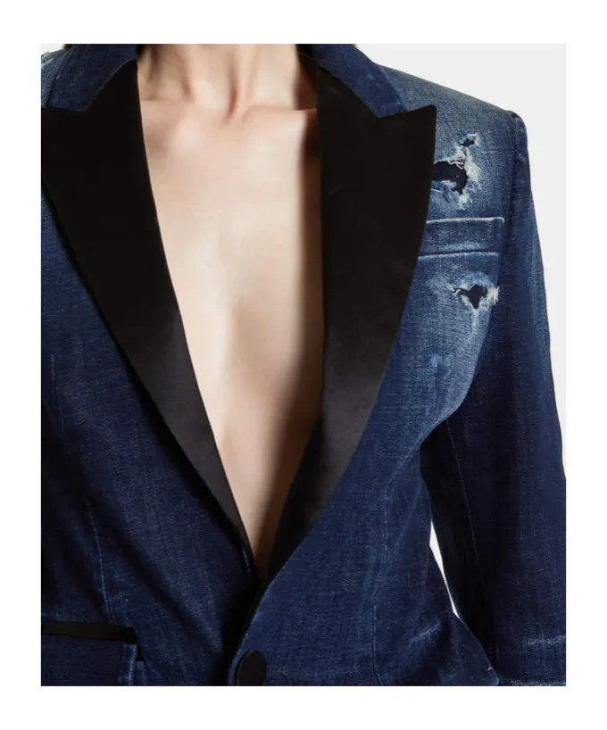 Dsquared2 Distressed Denim Blazer