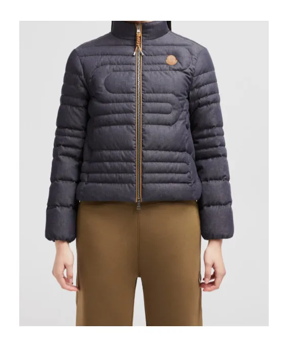 Xiaoqing Snake-Quilted Denim Short Down Jacket