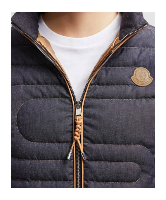 Xiaoqing Snake-Quilted Denim Short Down Jacket