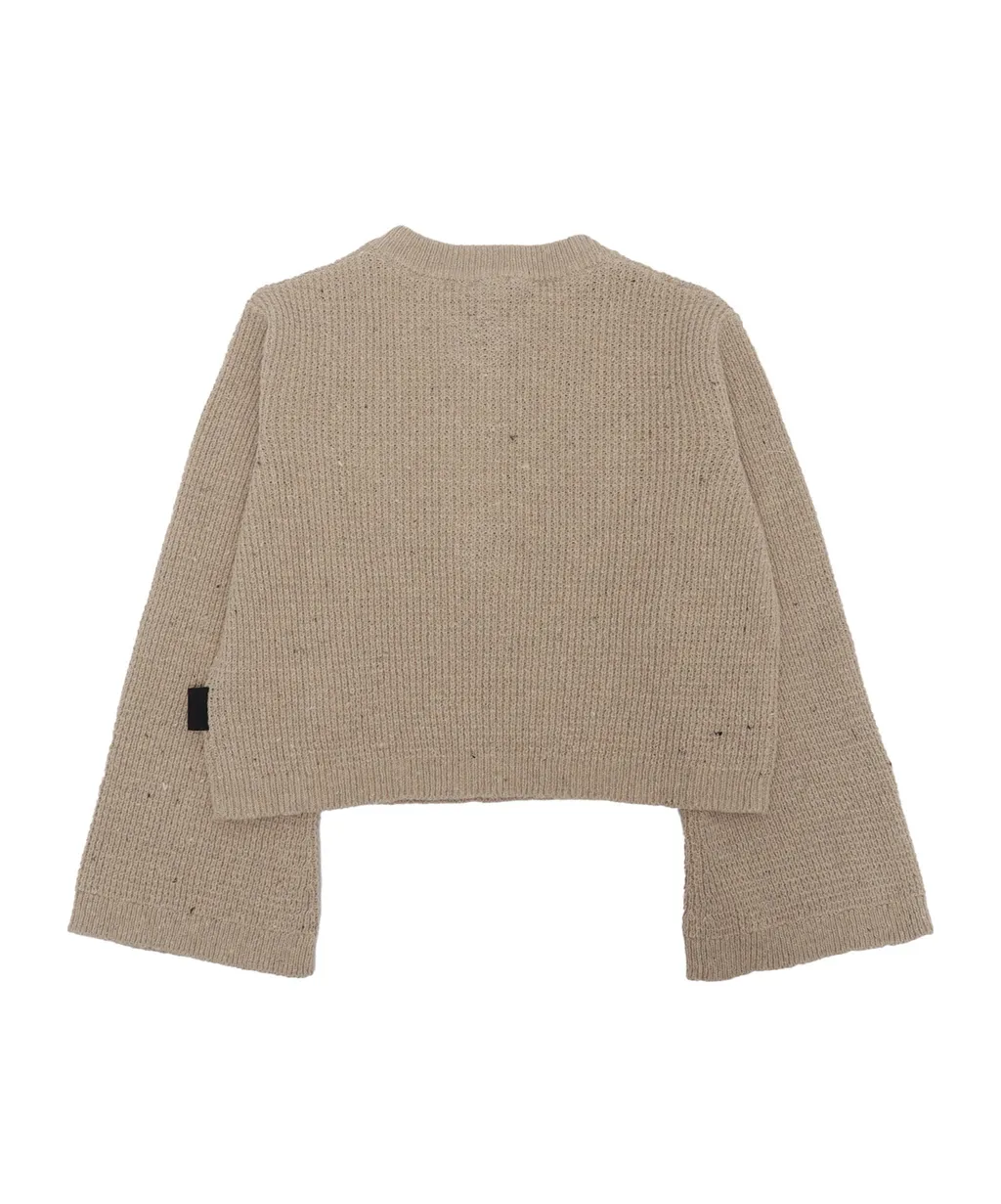 Button-Fastening Bell-Sleeve Sweater