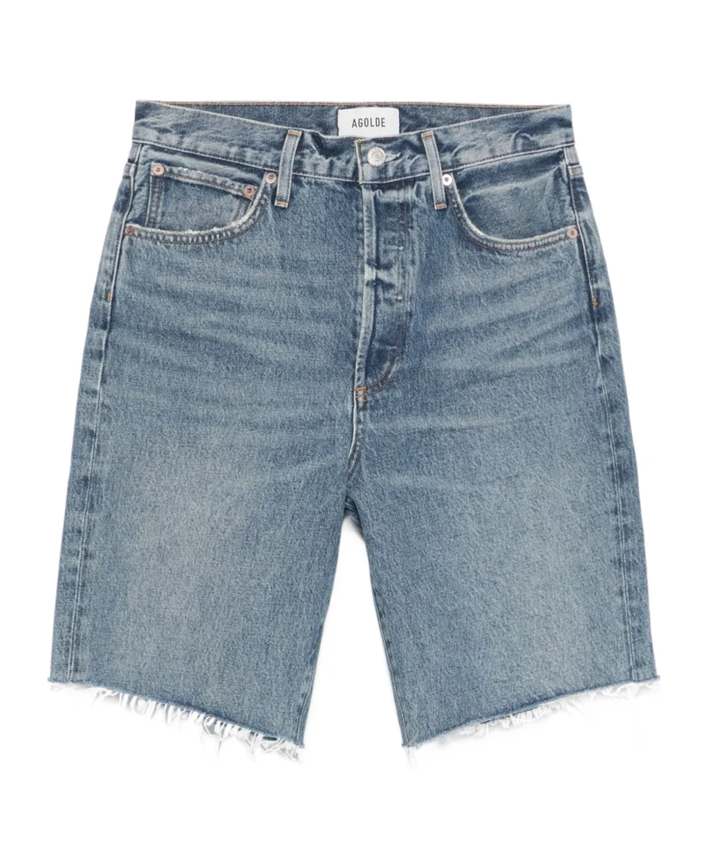 Agolde 90's Raw-Cut Edge Denim Shorts