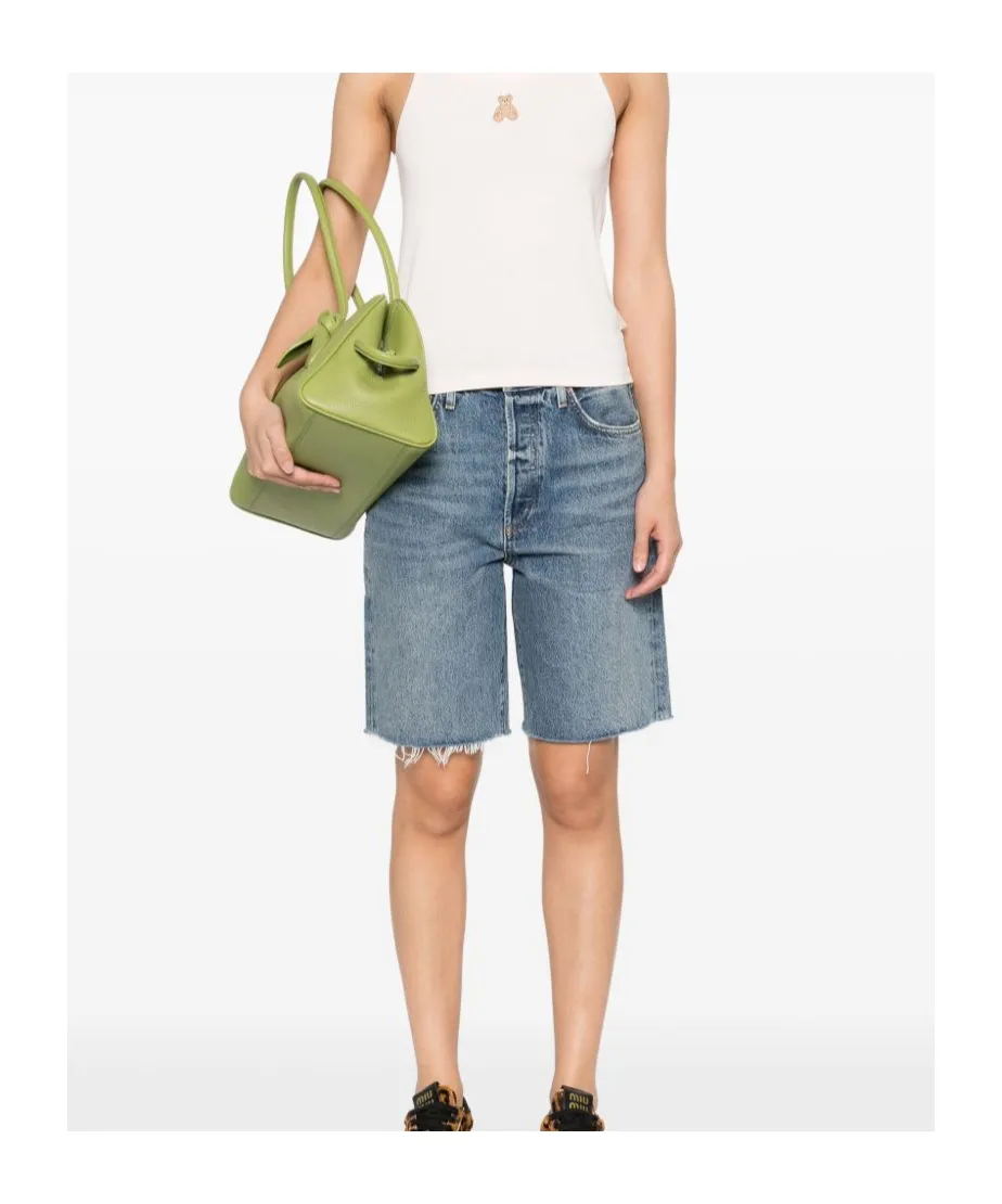 Agolde 90's Raw-Cut Edge Denim Shorts