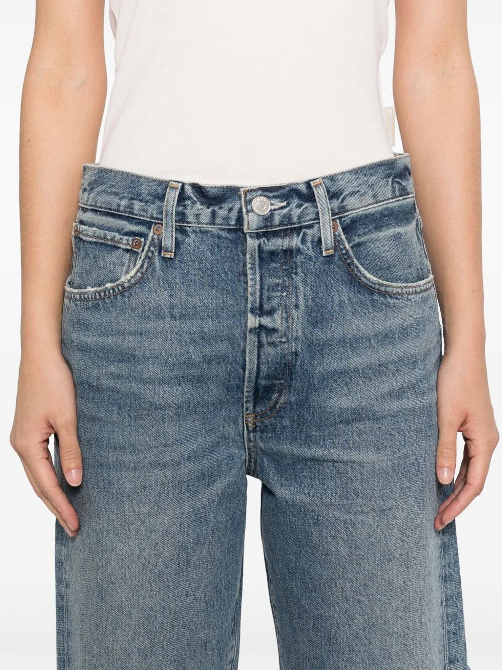 Agolde 90's Raw-Cut Edge Denim Shorts