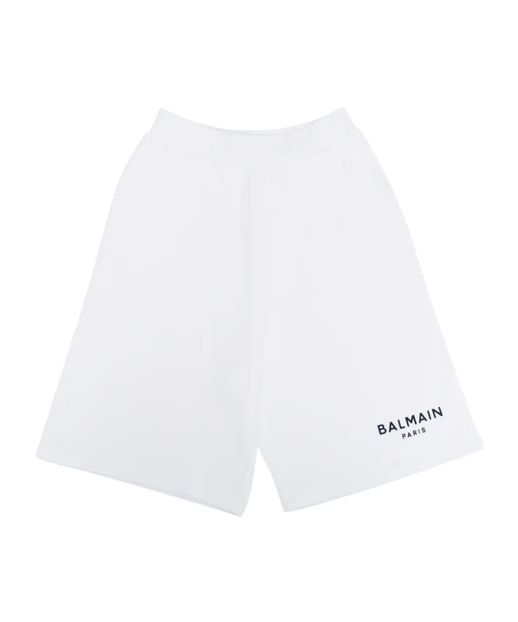 Balmain Kids Logo Applique High Waist Shorts