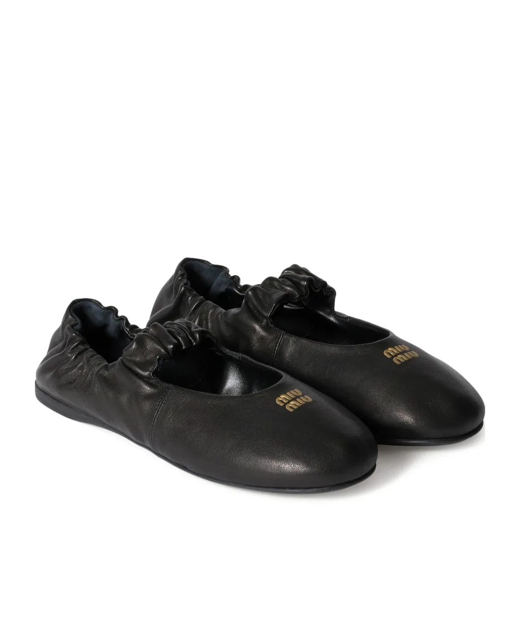 Miu Miu Logo-Embroidered Ballet Flats