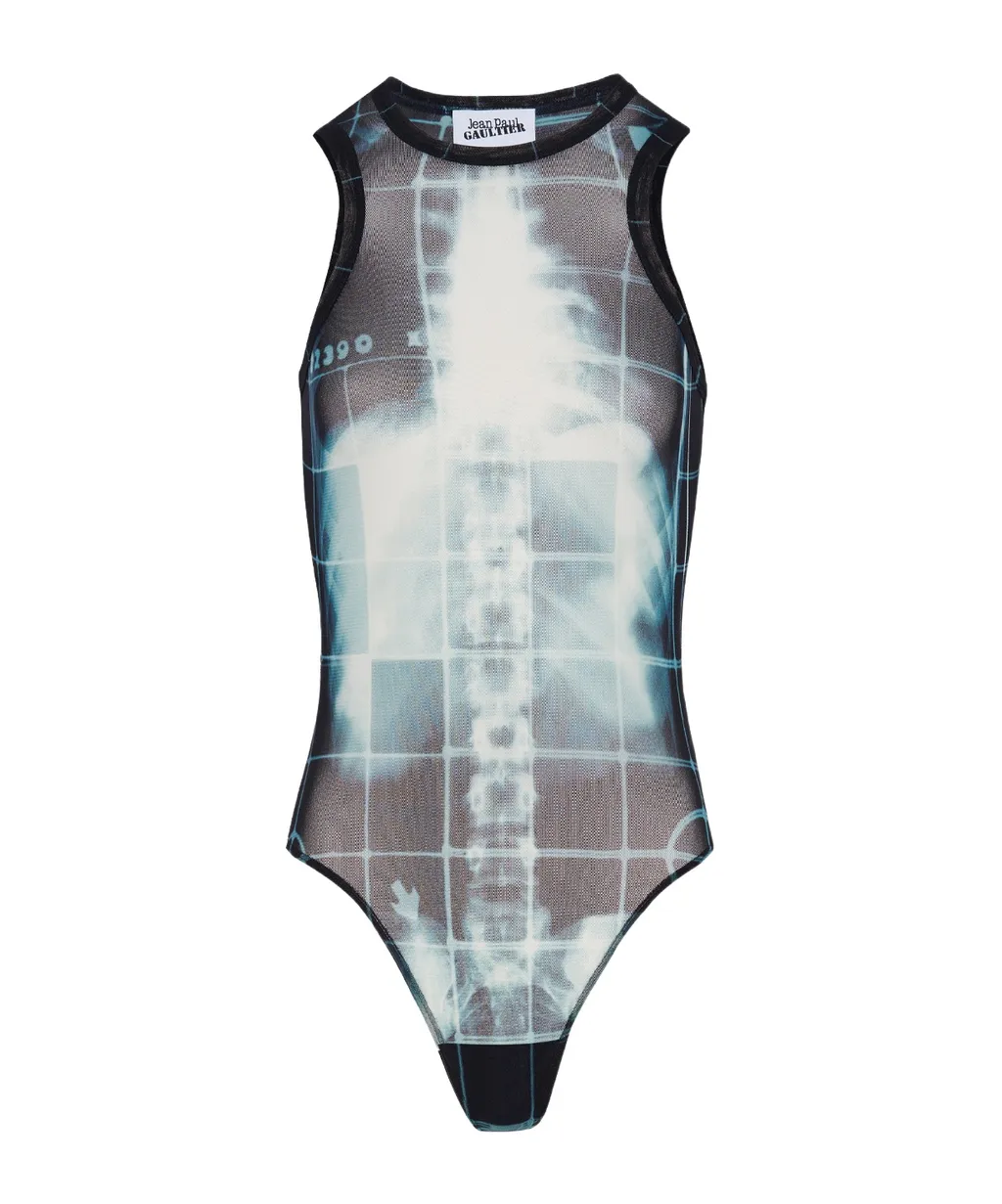 Jean Paul Gaultier X-Ray Print Bodysuit Top