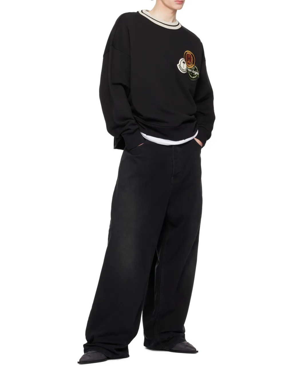 Moncler X Palm Angels Logo Patch Crewneck Sweatshirt