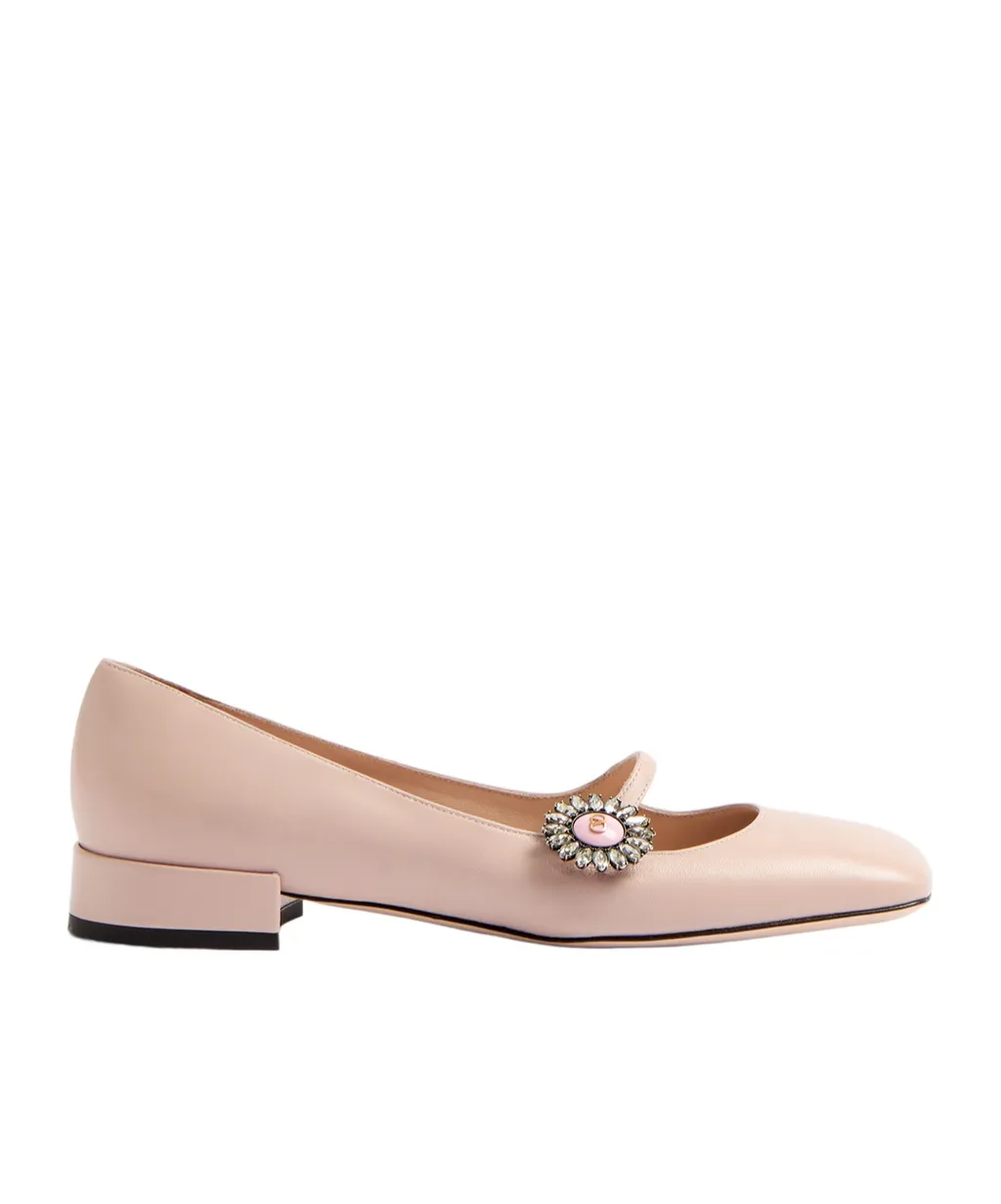 Valentino Preshoes Embellished Square Toe Ballet Flats