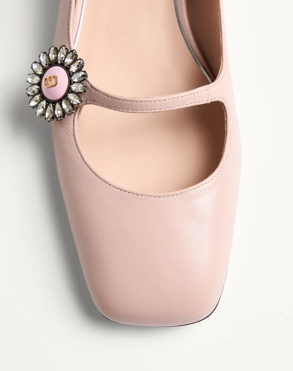 Valentino Preshoes Embellished Square Toe Ballet Flats