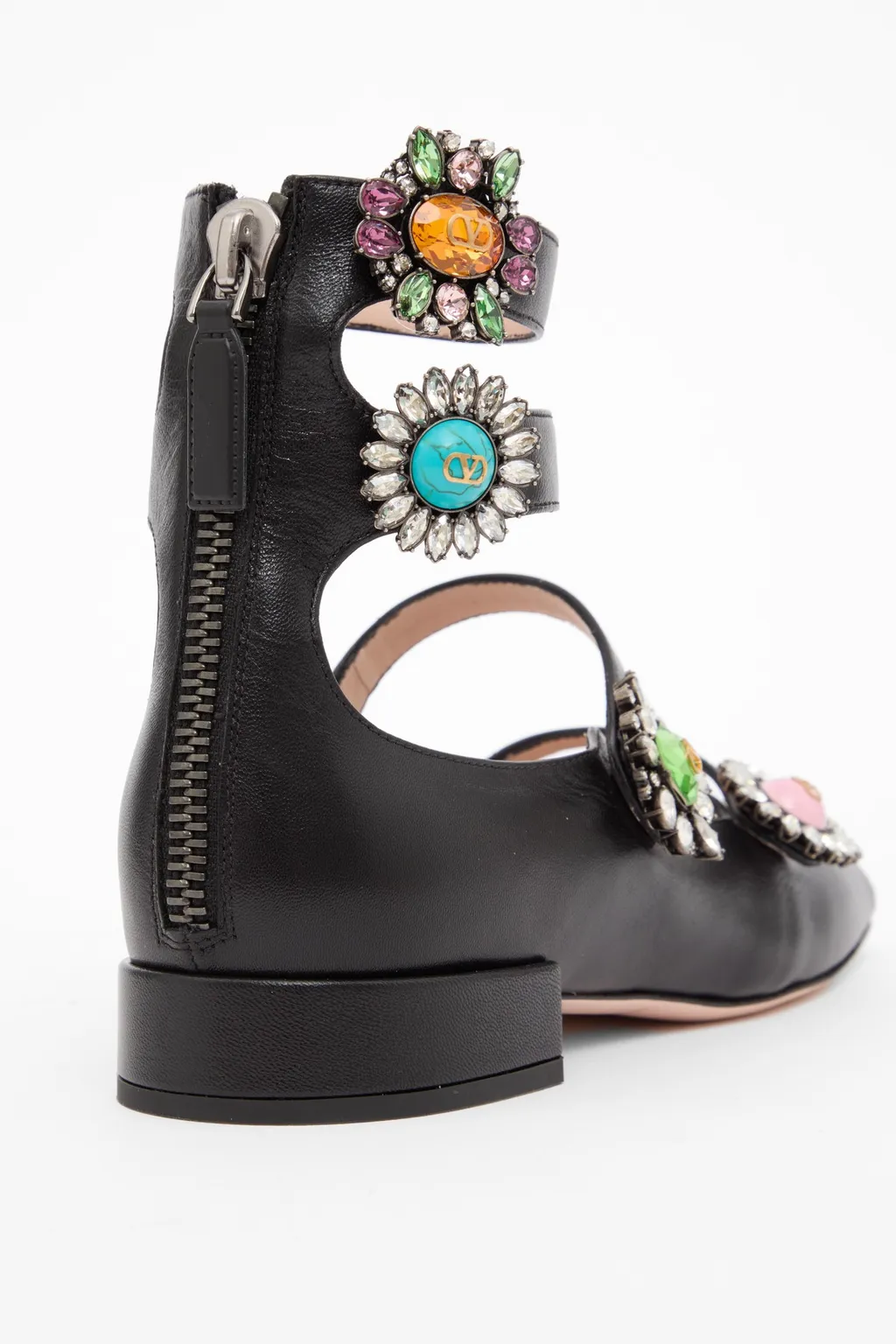 Valentino Preshoes Embellished Square Toe Ballerina Shoes