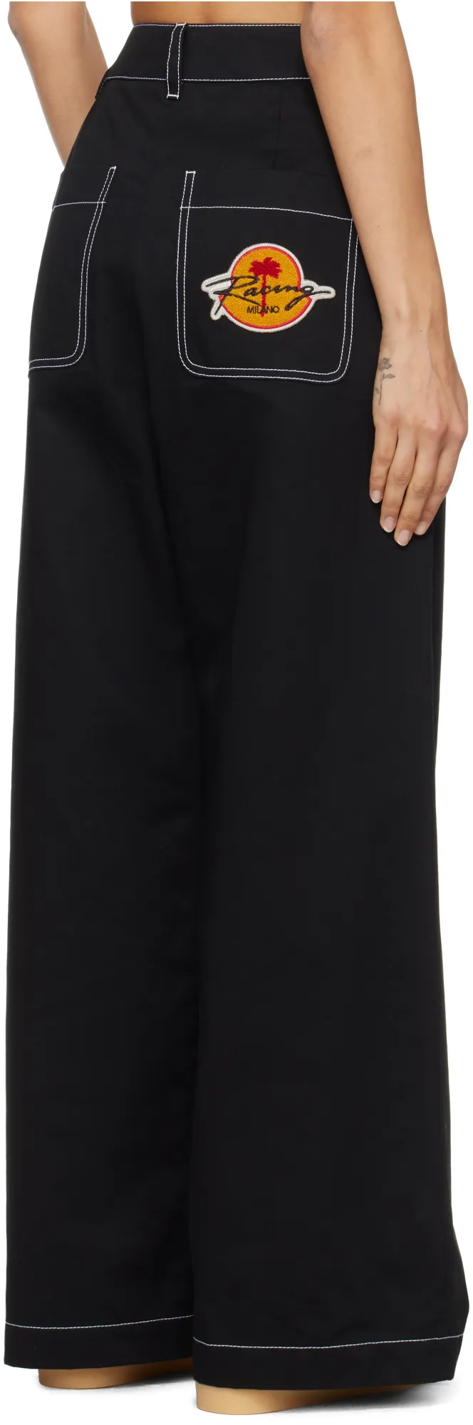Moncler X Palm Angels Logo Patch Wide-Leg Jeans