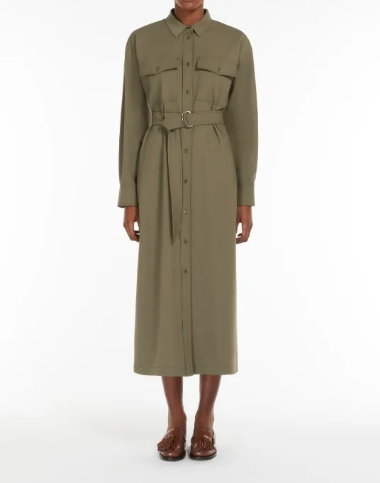 Gabardine Wool Shirt Dress
