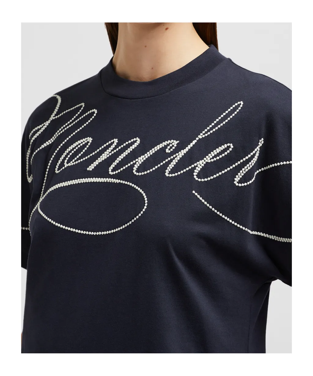 Embroidered Cursive Logo Cotton T-Shirt