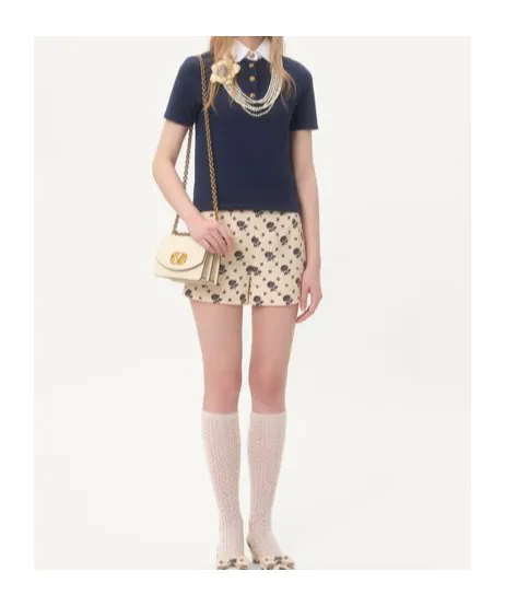 Valentino Embroidered Collar Top