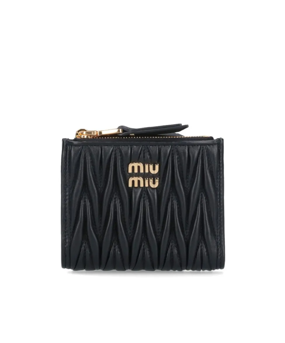 Miu Miu Logo Plaque Zipped Wallet
