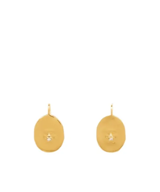 Patou Antic Face Dormeuses Metallic Earrings