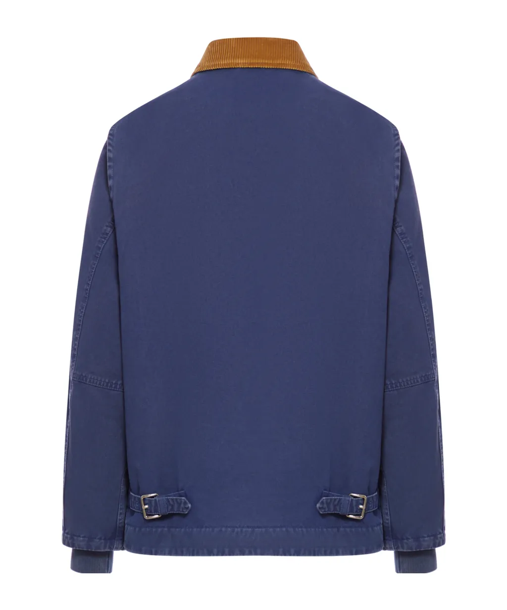 Gabardine Trucker Jacket With Corduroy Collar