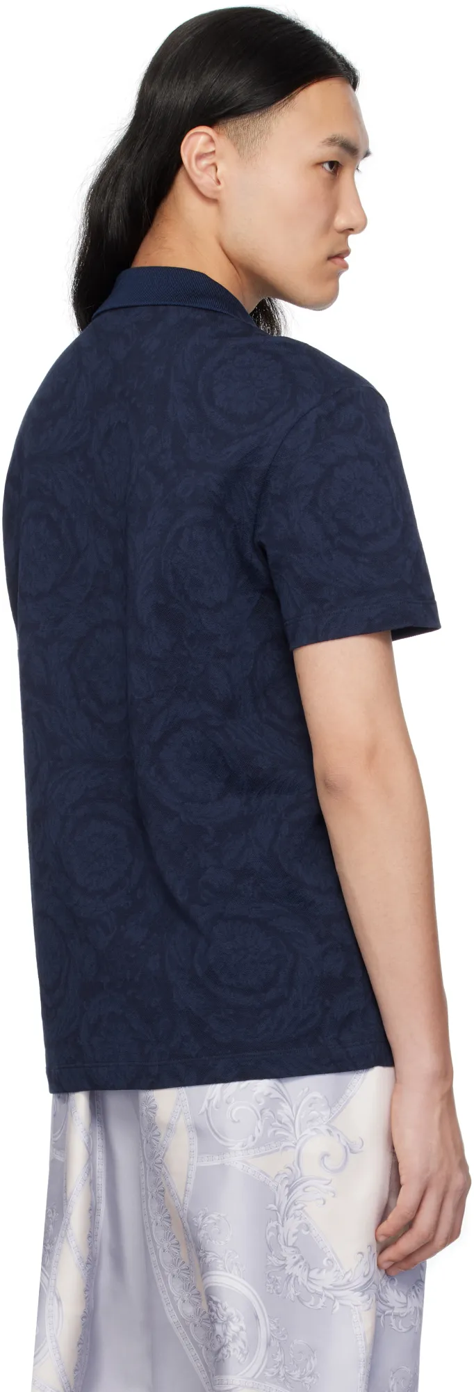 Versace Barocco-Jacquard Short-Sleeved Polo Shirt