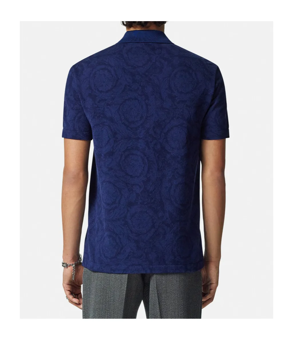 Versace Barocco-Jacquard Short-Sleeved Polo Shirt