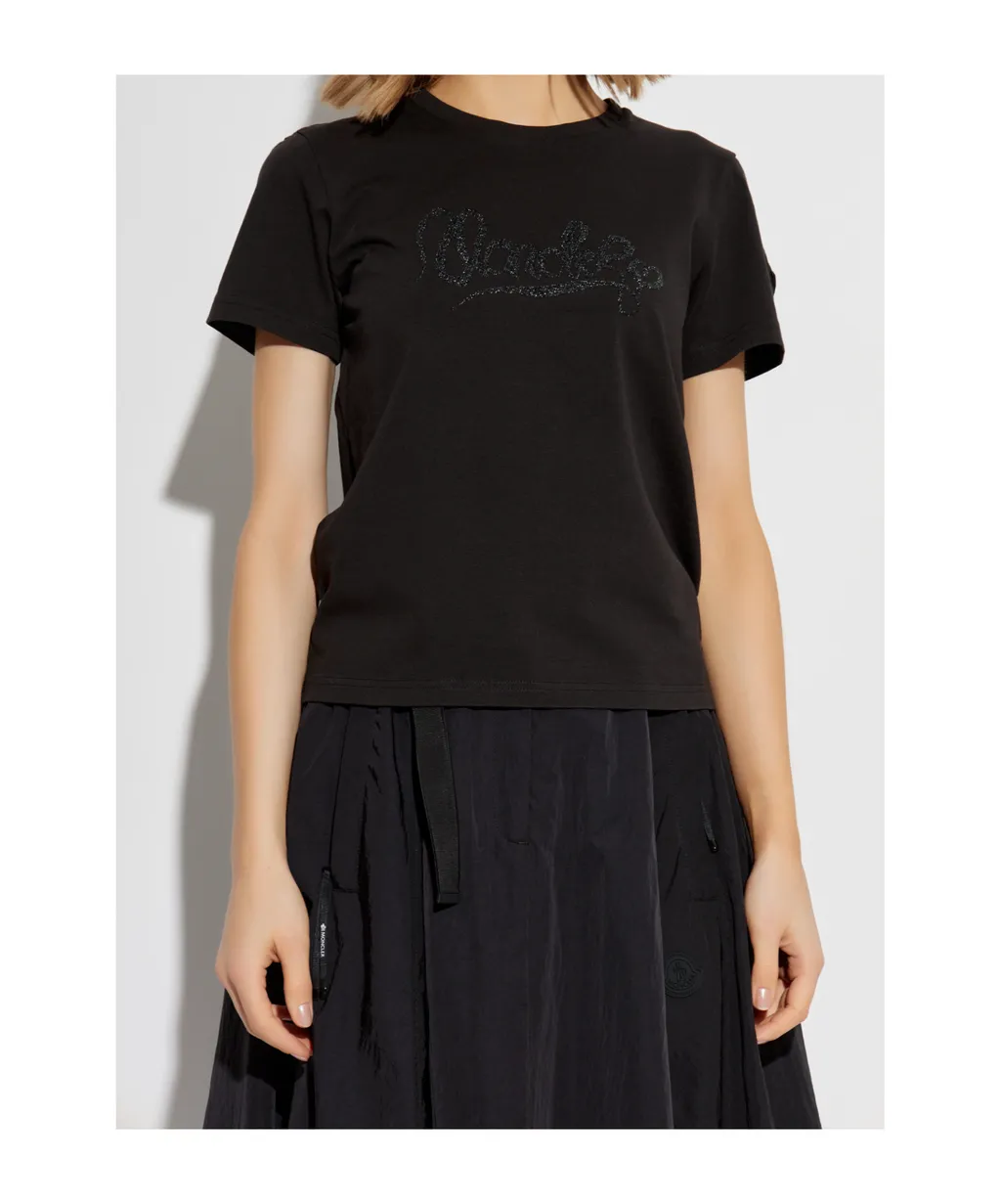 Moncler Logo Embroidered Crewneck T-Shirt