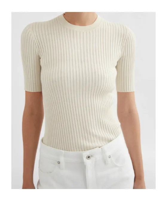 Jil Sander Short-Sleeved Ribbed-Knit Top
