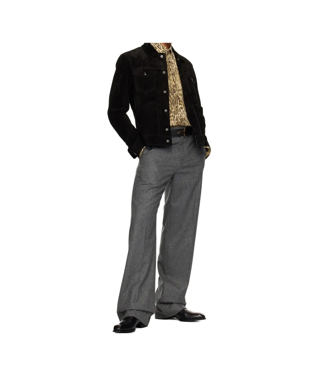 Grained Leather Buckle T-Belt