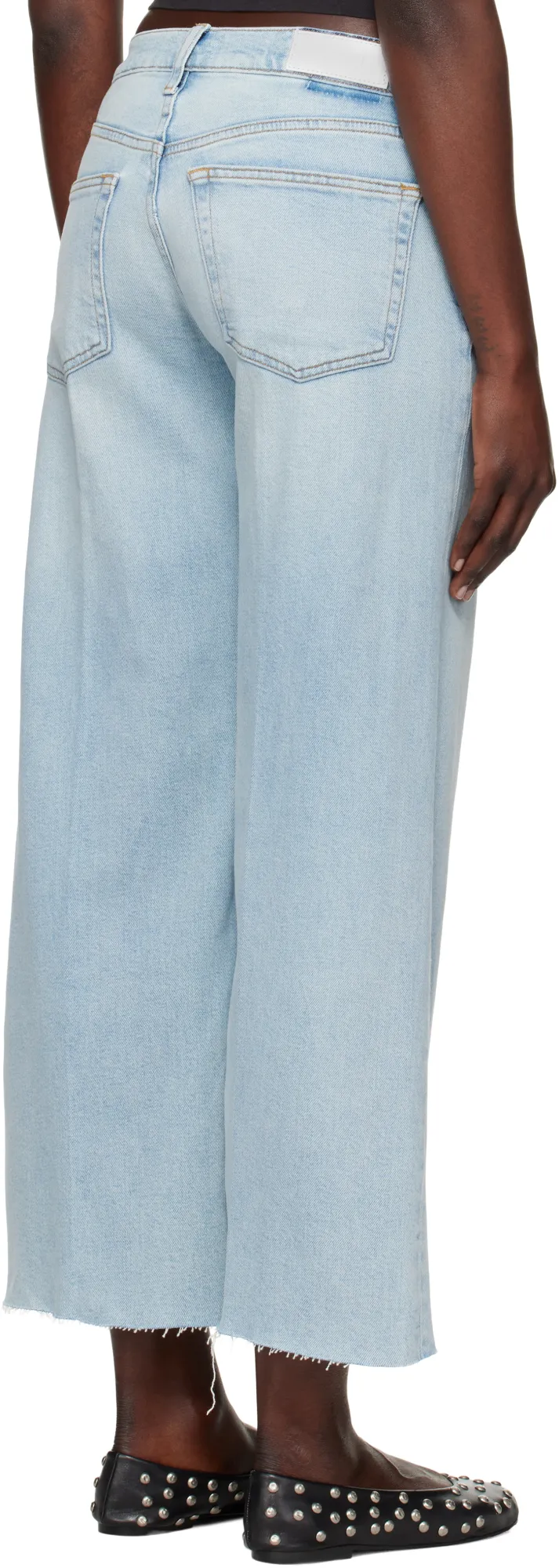 Stretch Mid Rise Wide Leg Crop Jeans