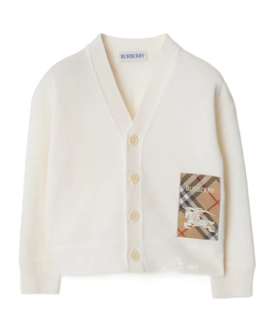 Check Label Wool Cardigan