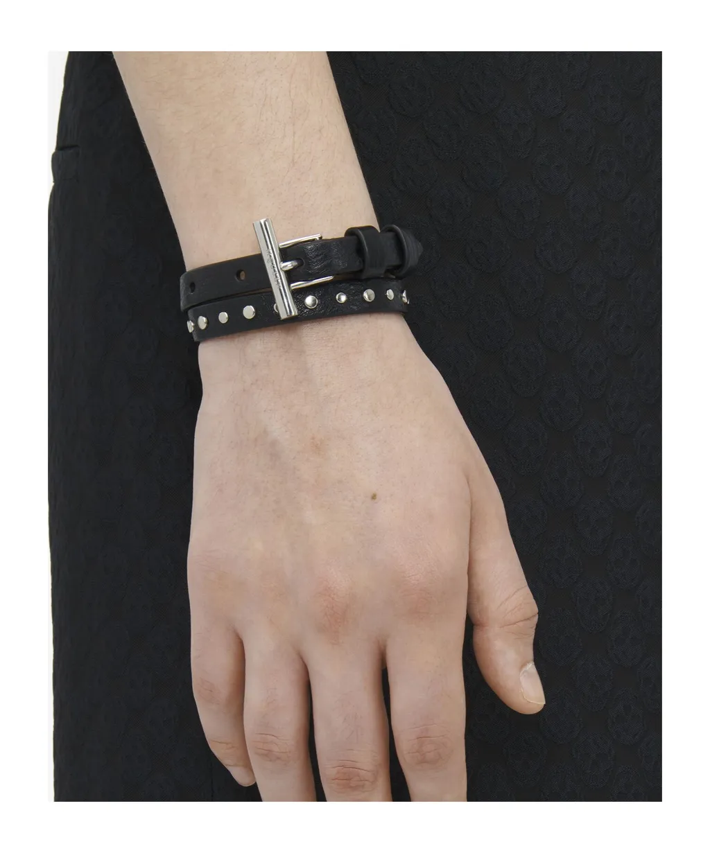 Alexander Mcqueen T-Bar Double Wrap Bracelet