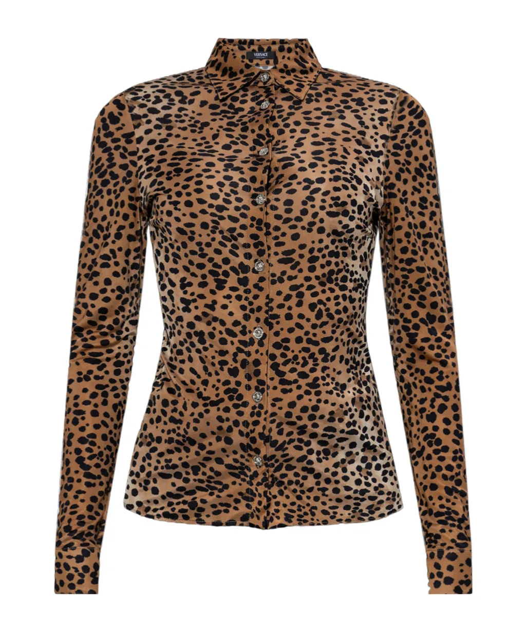 Versace Leopard-Printed Long-Sleeved Shirt