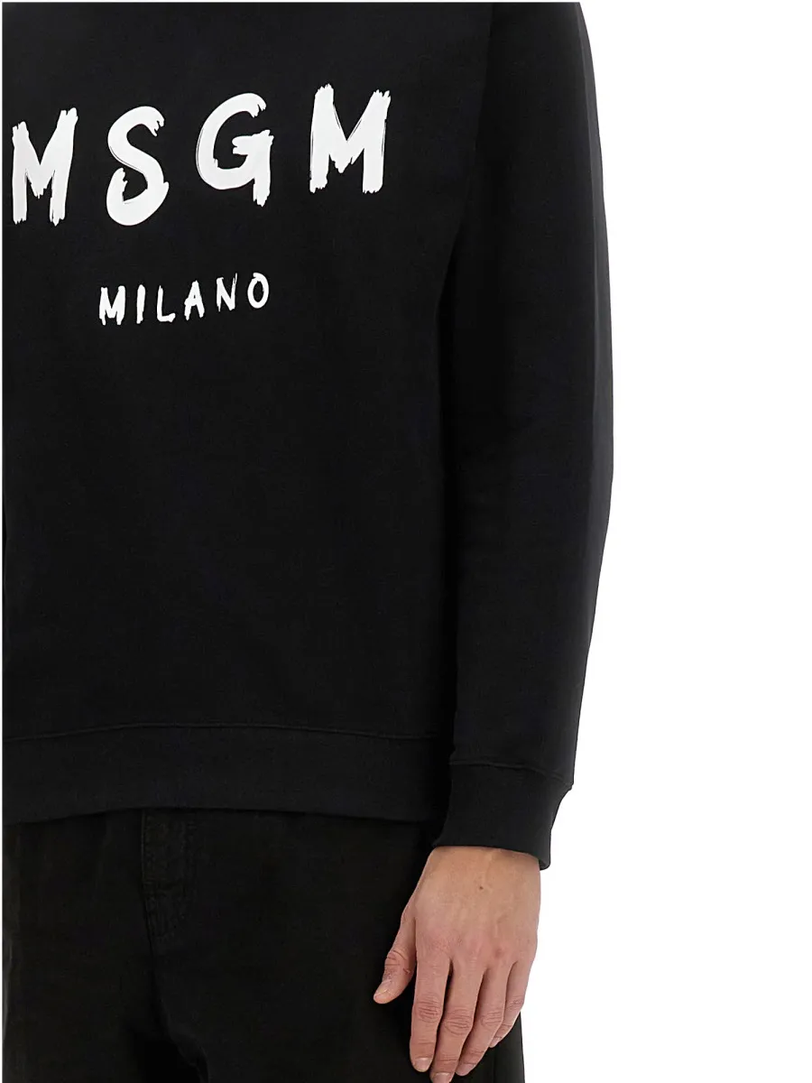 Msgm Logo-Printed Crewneck Sweatshirt