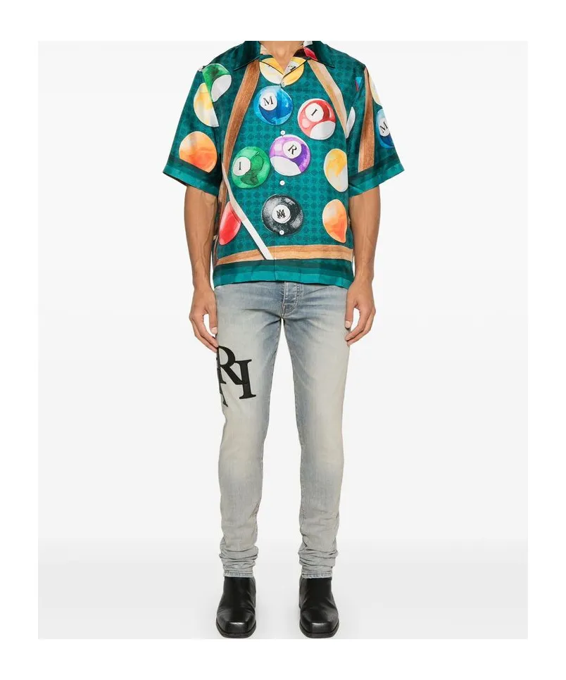 Amiri Logo Embroidered Distressed Skinny Jeans